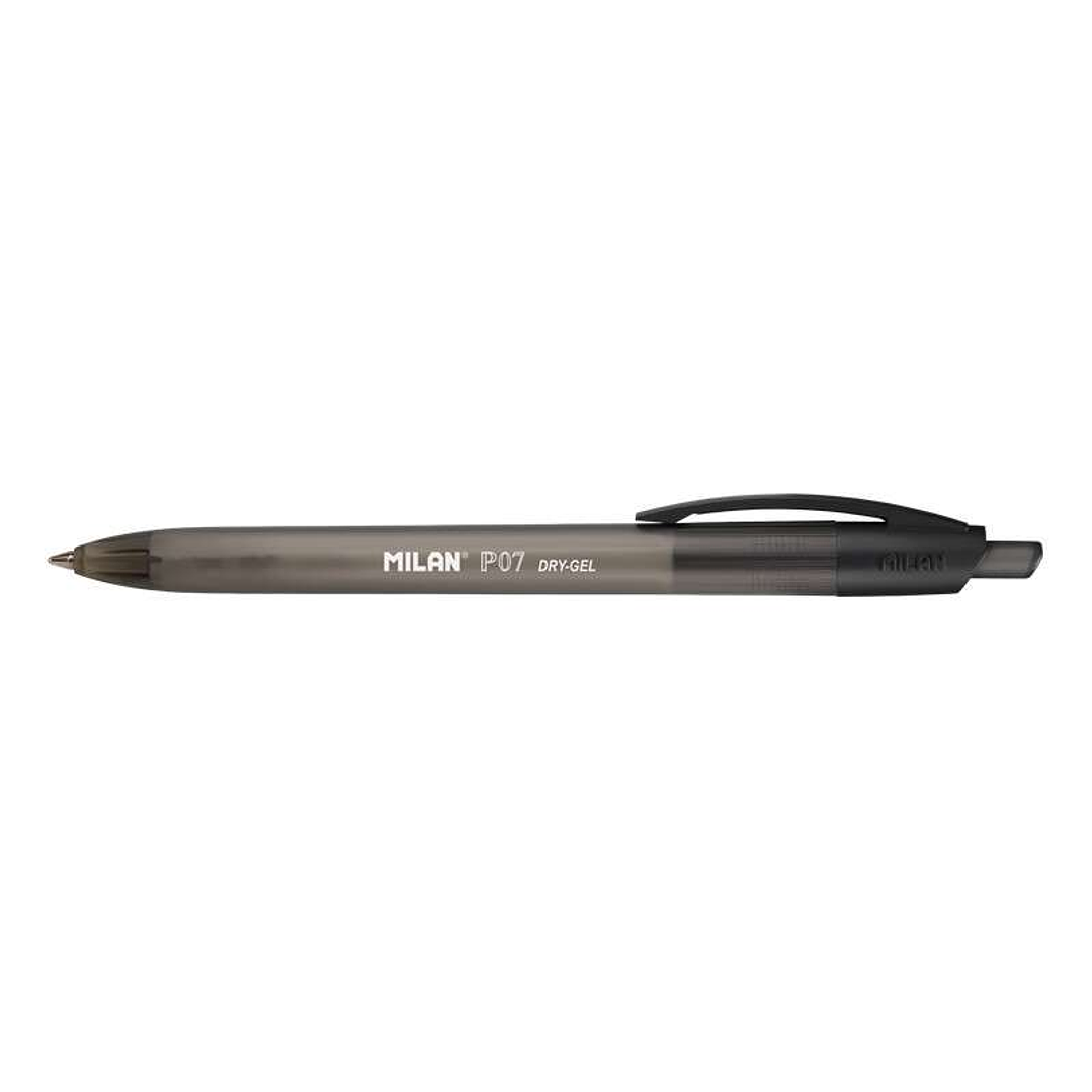 Milan P07 Dry-Gel Boligrafo de Gel Retractil - Punta 0.7mm - Secado Rapido - Color Negro 1