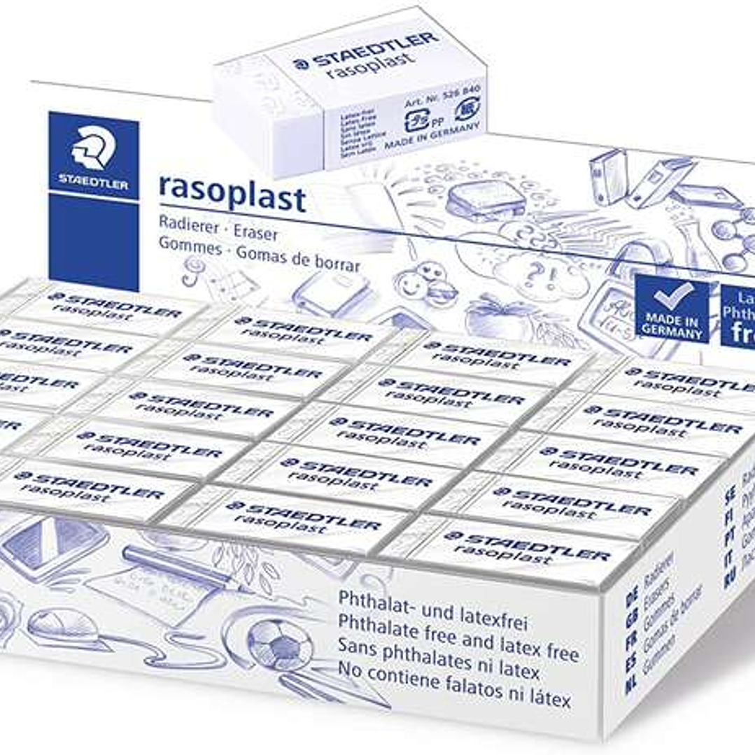 Staedtler Rasoplast 526 B40 Goma de Borrar - Borrado de Alta Calidad - Minimos Residuos - Color Blanco 1