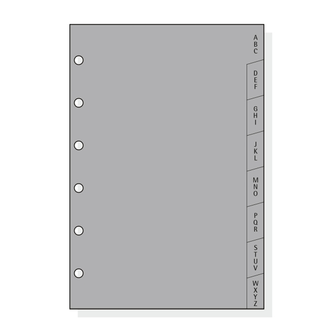 Finocam C364 Indice Alfabetico para Agendas Classic - 8 Solapas - Formato 603 - 89x127x3mm - PVC - Color Gris 1