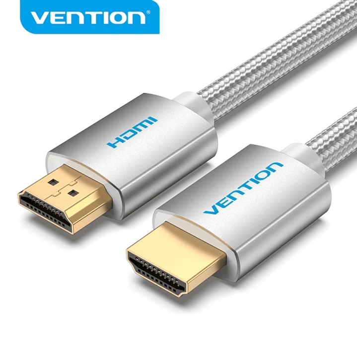 Vention Cable HDMI 2.0 - Trenzado Textil - Contactos Dorados - Soporte 4K, HDR, 3D - Apantallado - Color Plata 1