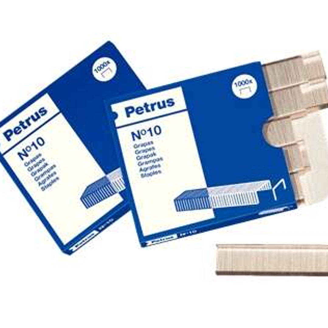 Petrus Caja de 1000 Grapas Nº10 Galvanizadas - Hasta 10 Hojas - Patilla de 4mm 1