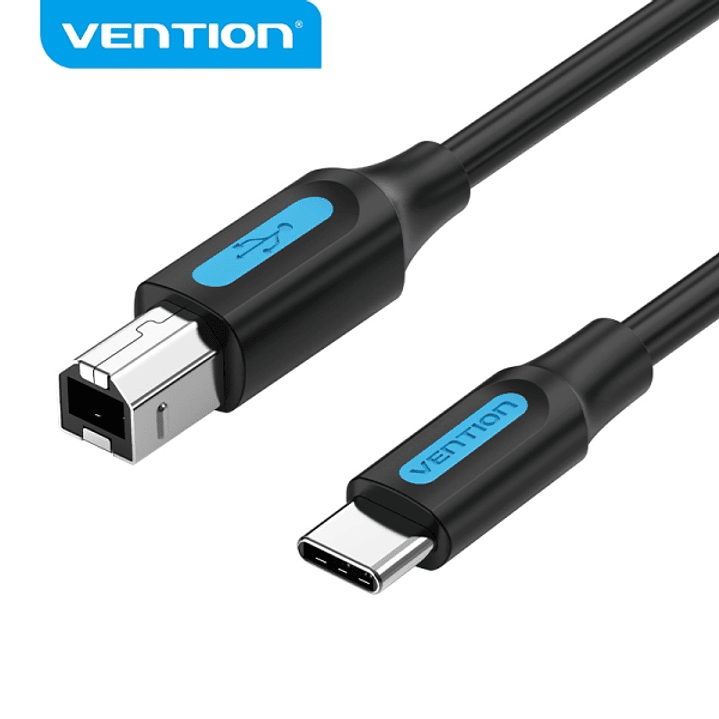 Vention CQUBG Cable de Impresora USB 2.0 Tipo C a B - Transferencia 480 Mbps - 2A - Color Negro 1