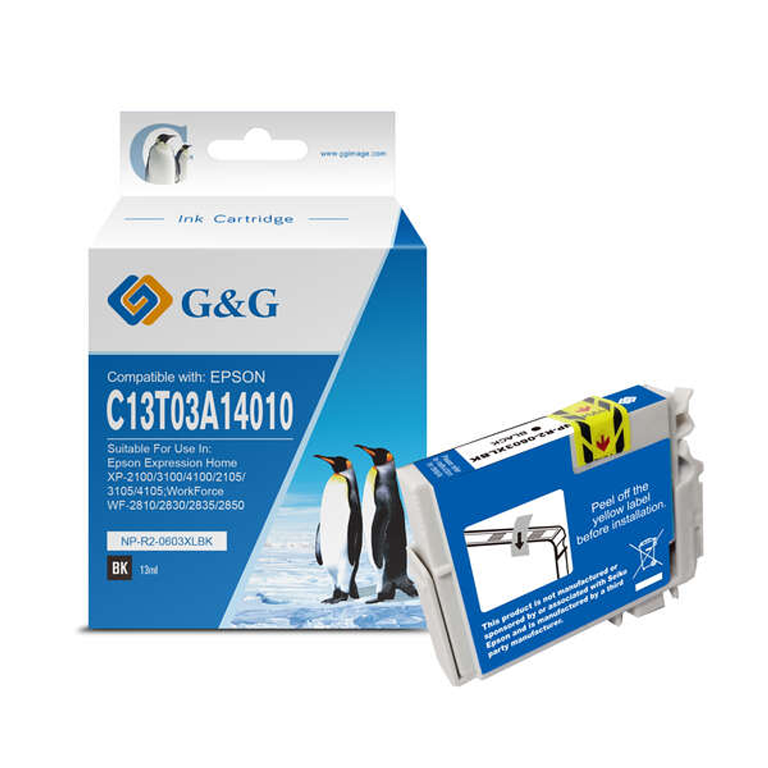G&G Epson 603XL Negro Cartucho de Tinta Pigmentada Generico - Reemplaza C13T03A14010/C13T03U14010 1