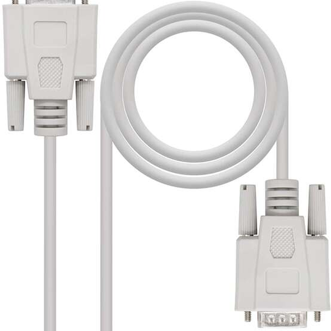 Nanocable Cable Serie RS232 DB9 Macho a DB9 Hembra 1.80m - Color Beige 1