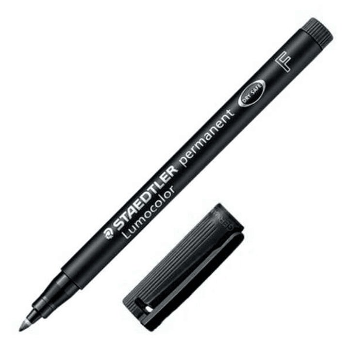 Staedtler Lumocolor 318 Rotulador Permanente - Punta Fina Redonda - Trazo 0.6mm - Capuchon con Clip - Secado Rapido - Color Negro 1
