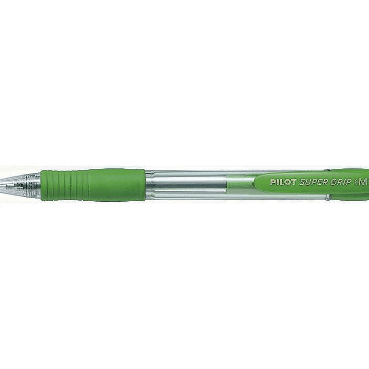 Pilot Boligrafo de Bola Retractil SuperGrip - Punta Redonda 1.0mm - Trazo 0.27mm - Tinta de Aceite - Grip Ergonomico - Color Verde Claro 1