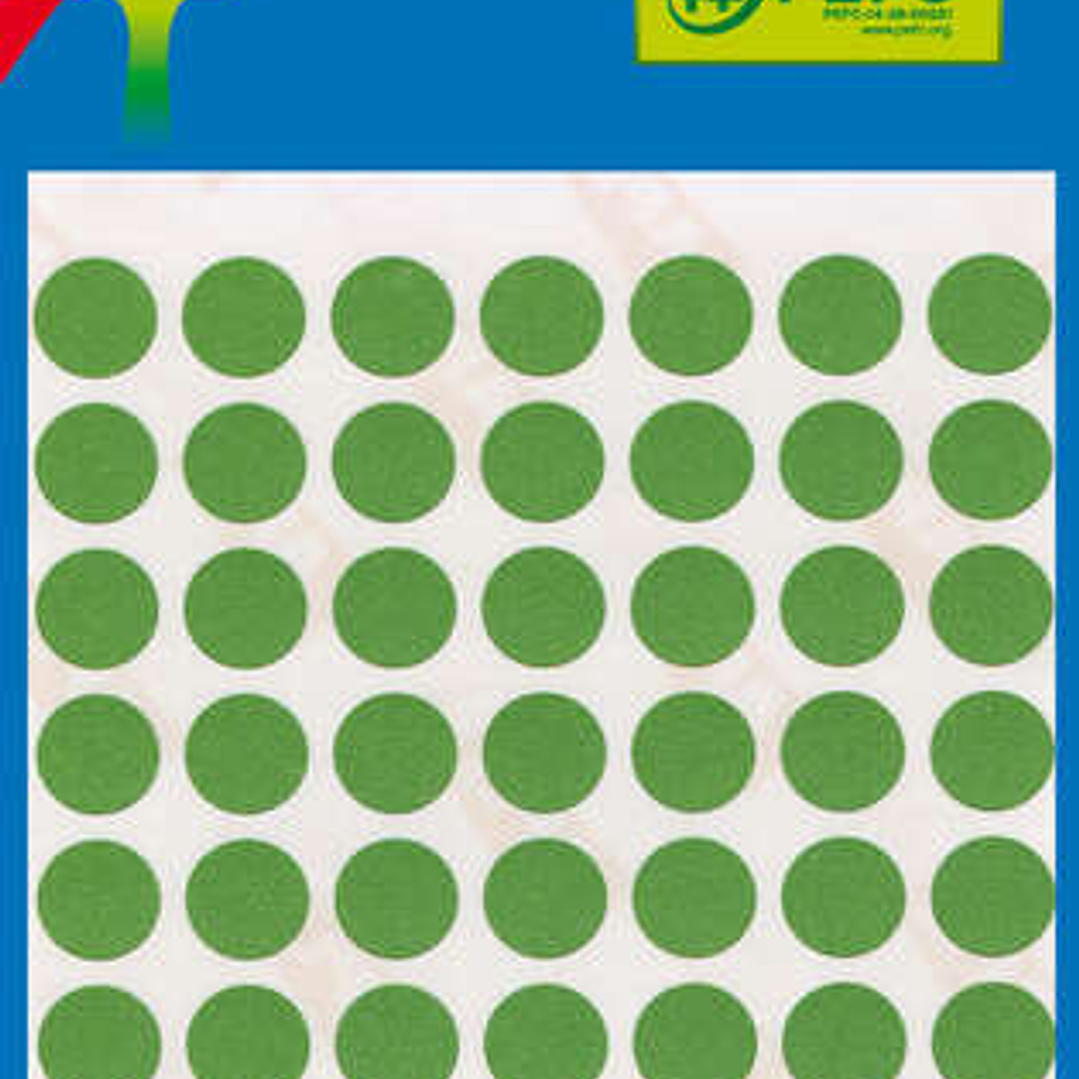 Apli Minibolsa de 315 Etiquetas Redondas Ø 10mm - 5 Hojas por 63 Etiquetas - Adhesivo Permanente - Color Verde 1