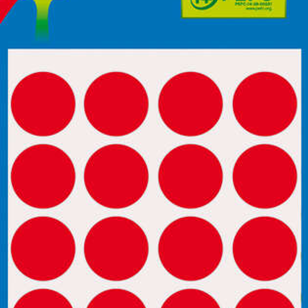 Apli Minibolsa de 100 Etiquetas Redondas Ø 19mm - 5 Hojas por 20 Etiquetas - Adhesivo Permanente - Aptas para Escritura con Lapiz, Boligrafo y Rotulad 1