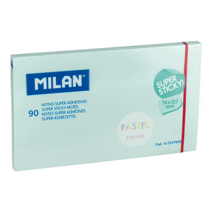 Milan Pack de 90 Notas Super Adhesivas - 76x127mm - Color Azul Pastel 1