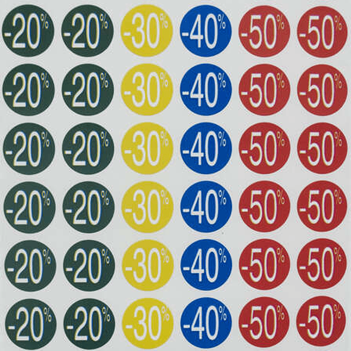 Apli Etiquetas de Descuento -20%/-50% Ø 24mm 5 Hojas 1