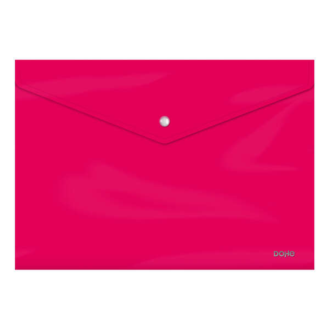 Dohe Sobre Portadocumentos Folio - Cierre de Broche - Polipropileno Cristal Opaco 200 Micras - Color Fucsia 1
