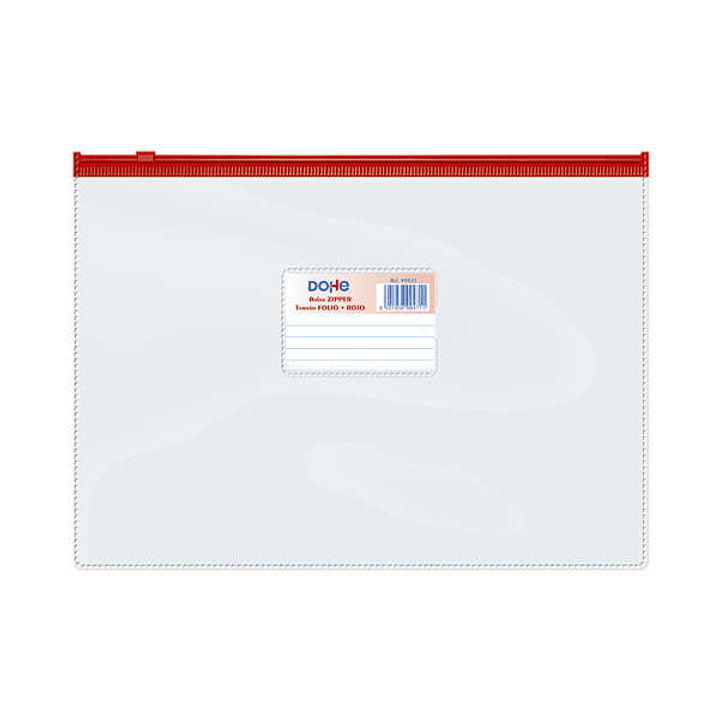 Dohe Bolsa Zipper Apaisada PVC Transparente 150 Micras - Tamaño Folio - Apertura Superior - Cierre Zip Hermetico 1