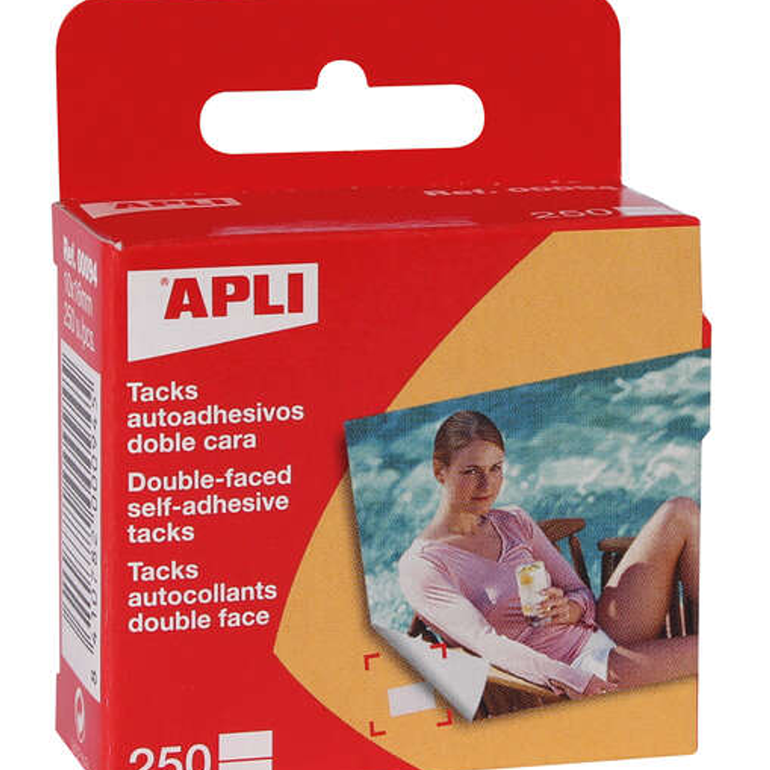 Apli Pack de 250 Tacks Autoadhesivos Doble Cara 10x16mm - Ideal para Fotos, Scrapbooking y Manualidades - Libre de Acidos - Transparente 1