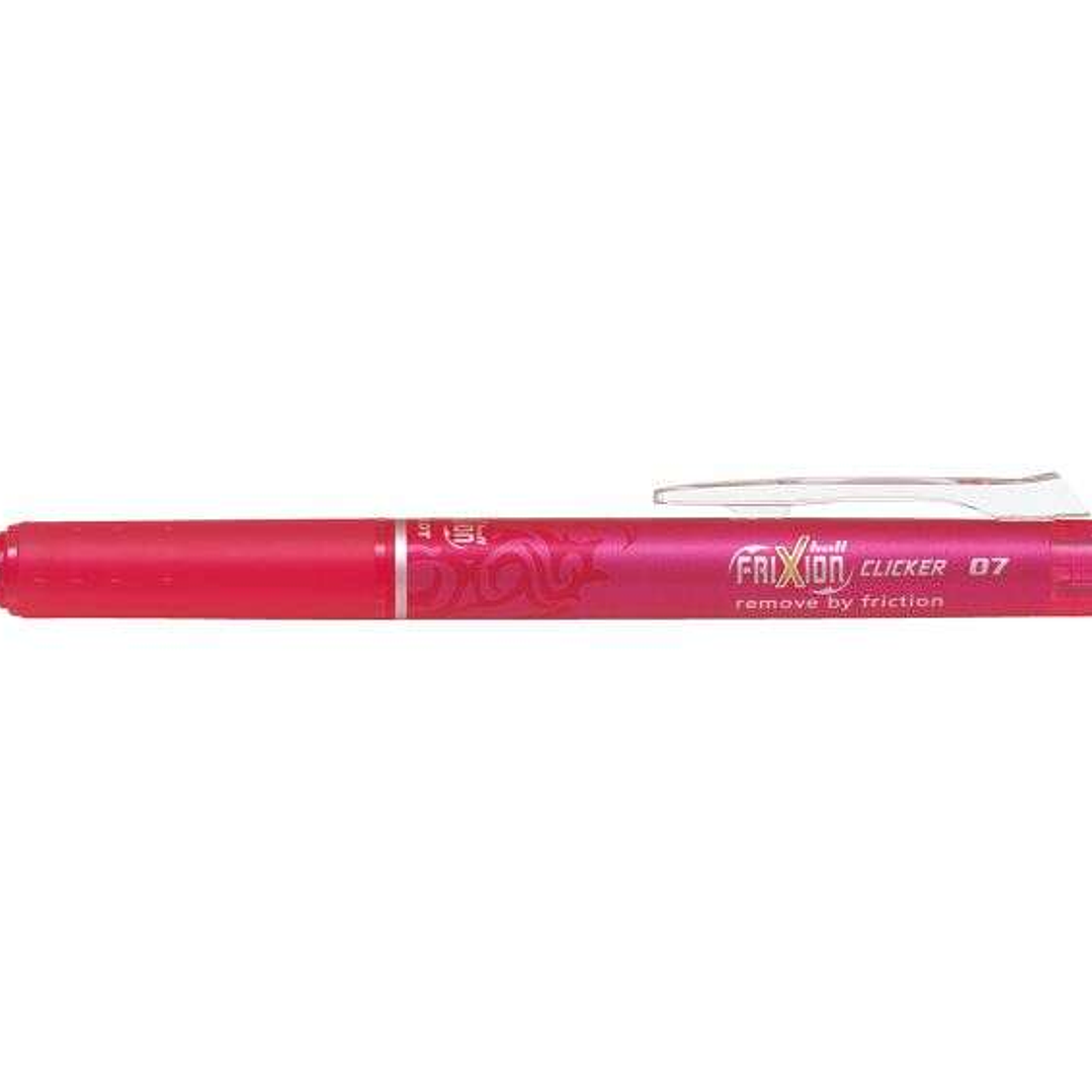 Pilot Frixion Clicker Boligrafo de Gel Borrable Retractil - Punta de Bola 0.7mm - Trazo 0.4mm - Grip Ergonomico - Color Rosa 1
