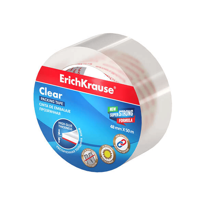 Erichkrause Clear Precinto de Embalaje 48mmx50m - Alta Adherencia - Resistencia al Desgarro - Transparente 1