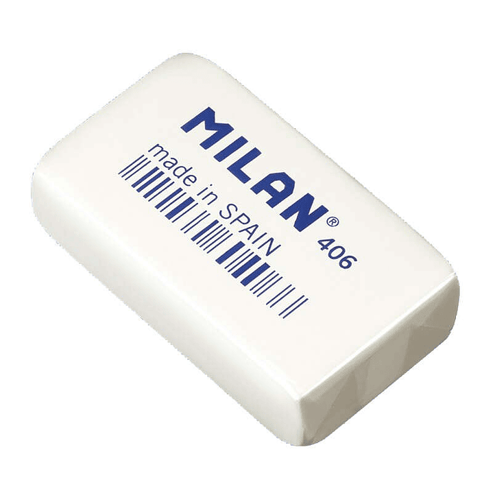 Milan 406 Goma de Borrar de Gran Tamaño Rectangular - Miga de Pan - Caucho Sintetico - Envuelta Individualmente - Color Blanco 1