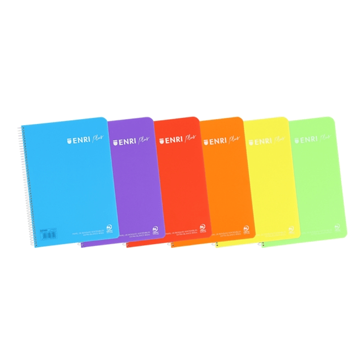 Enri Plus 4º Cuaderno Espiral Pauta 2.5mm - Tapa de Plastico - 80 Hojas 90gr - Colores Surtidos 1