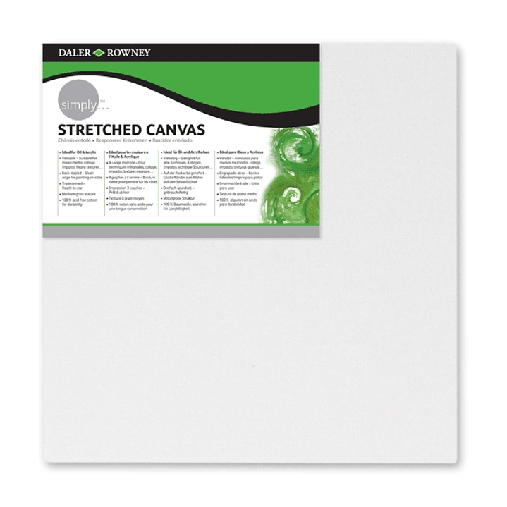 Daler Rowney Simply Bastidor Entelado - 15x15cm - Imprimacion Triple - Grano Medio - 100% Algodon sin Acido - 250g - Color Blanco 1
