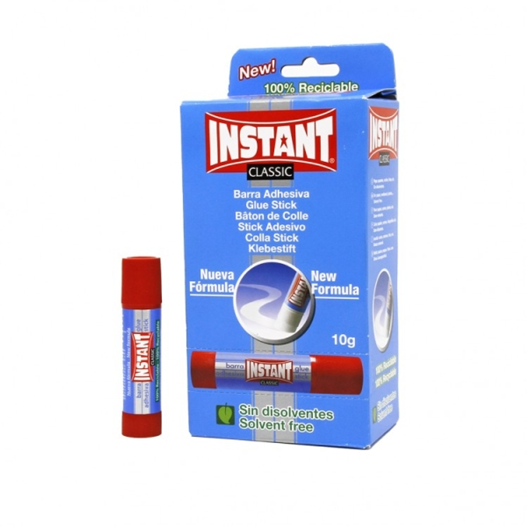 Instant Classic Barra de Pegamento 10grs - Apto para Uso Infantil y/o Domestico - Lavable - Sin Disolventes 1