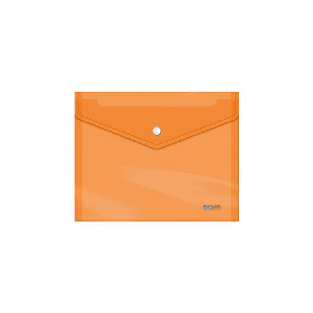Dohe Sobre Portadocumentos A5 - Cierre de Broche - Polipropileno Cristal Transparente 150 Micras - Color Naranja 1