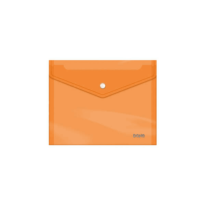 Dohe Sobre Portadocumentos A5 - Cierre de Broche - Polipropileno Cristal Transparente 150 Micras - Color Naranja 1