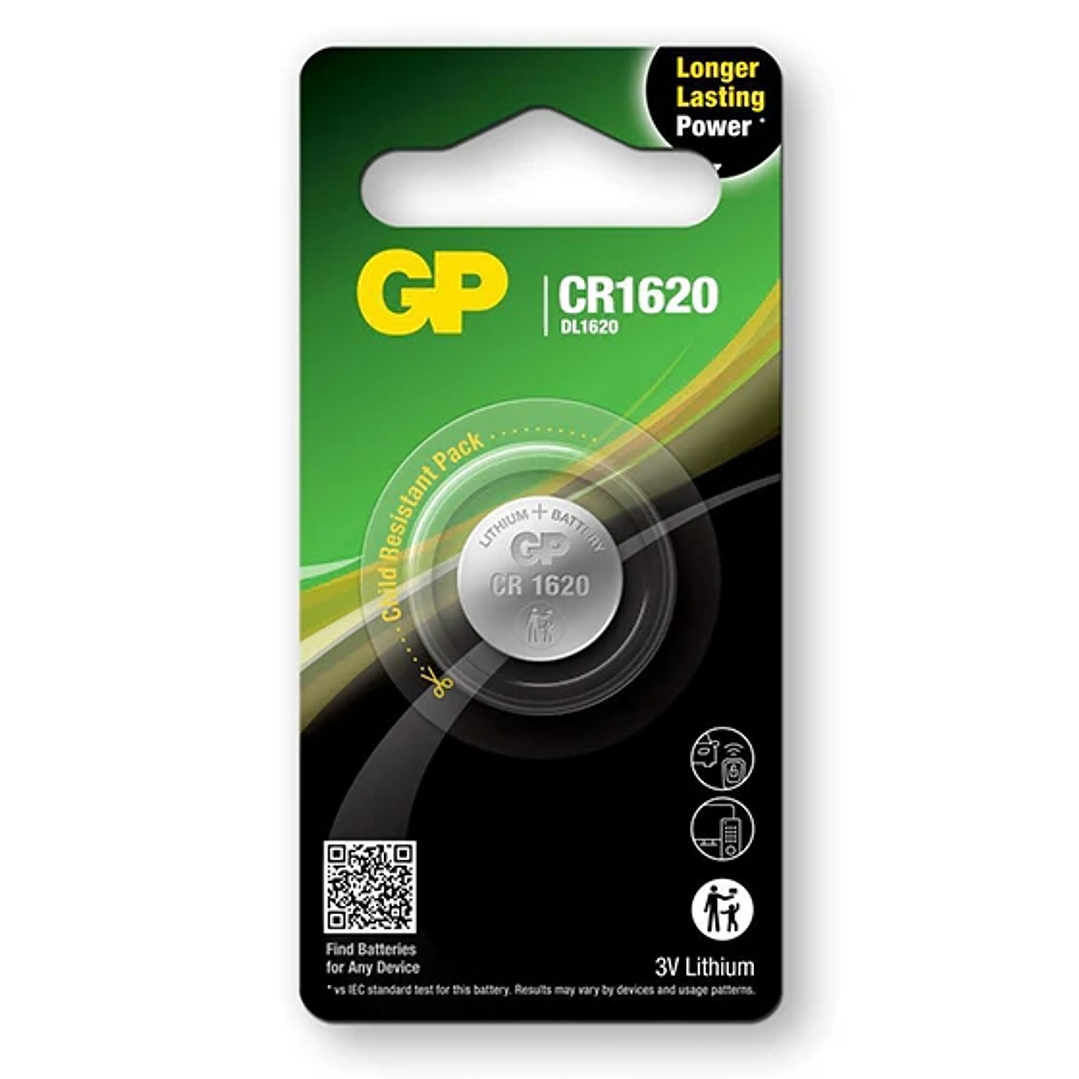 GP Lithium CR1620 Pack de 1 Pila 3V 1