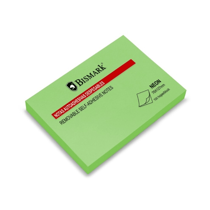 Bismark Bloc de 100 Notas Adhesivas 76x127mm - Color Verde Neon 1