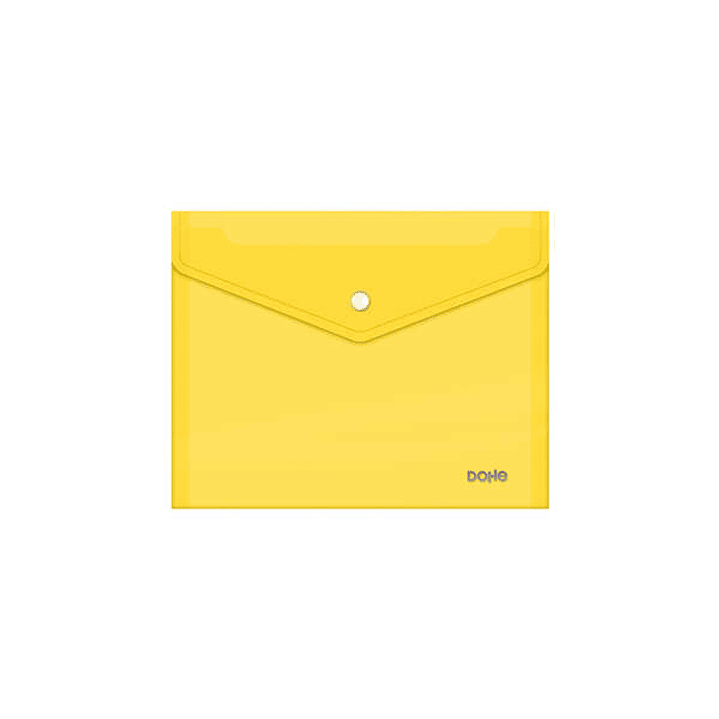 Dohe Sobre Portadocumentos A5 - Cierre de Broche - Polipropileno Cristal Transparente 150 Micras - Color Amarillo 1