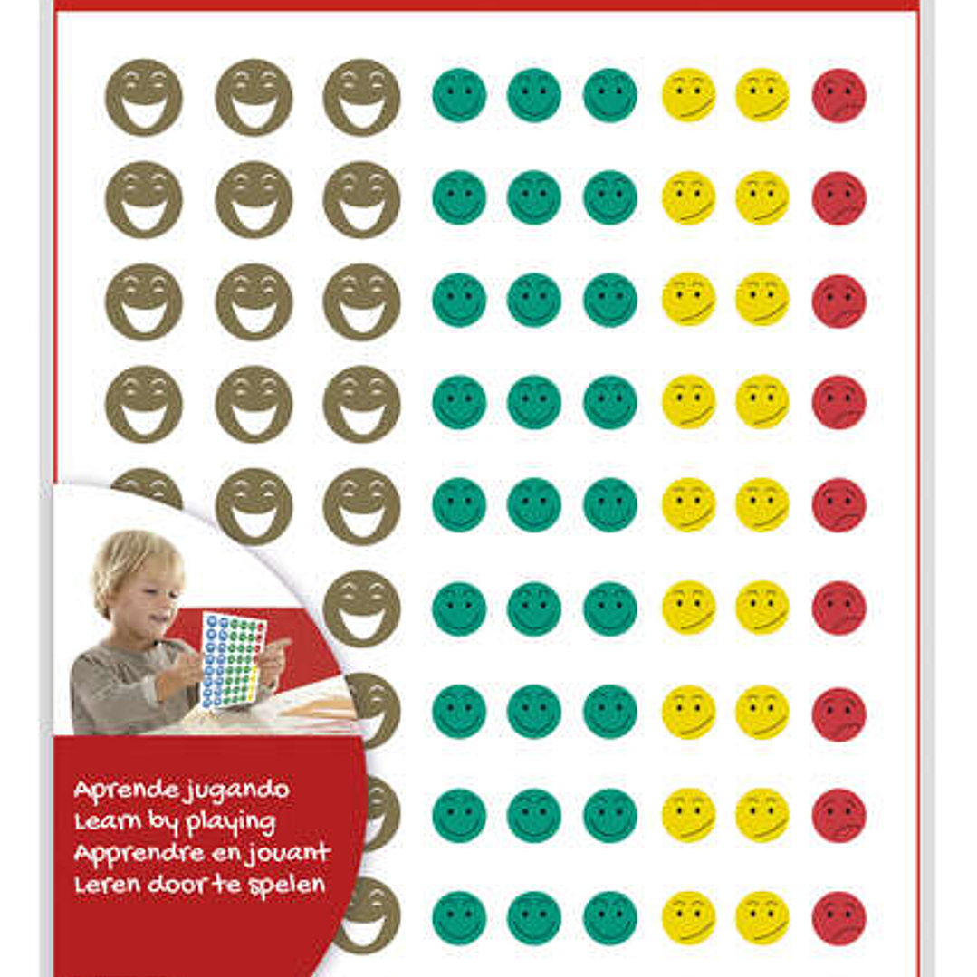 Apli Gomets Cara Feliz Mini - 180 Gomets por Bolsa - 4 Estilos de Cara Diferentes - Adhesivo Removible - Motivan y Premian - Enseñan a Expresar Sentim 1