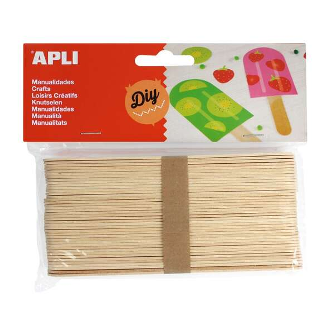 Apli Pack de 40 Palos Polo Jumbo de Madera Natural 150 x 18 mm - Color Madera 1