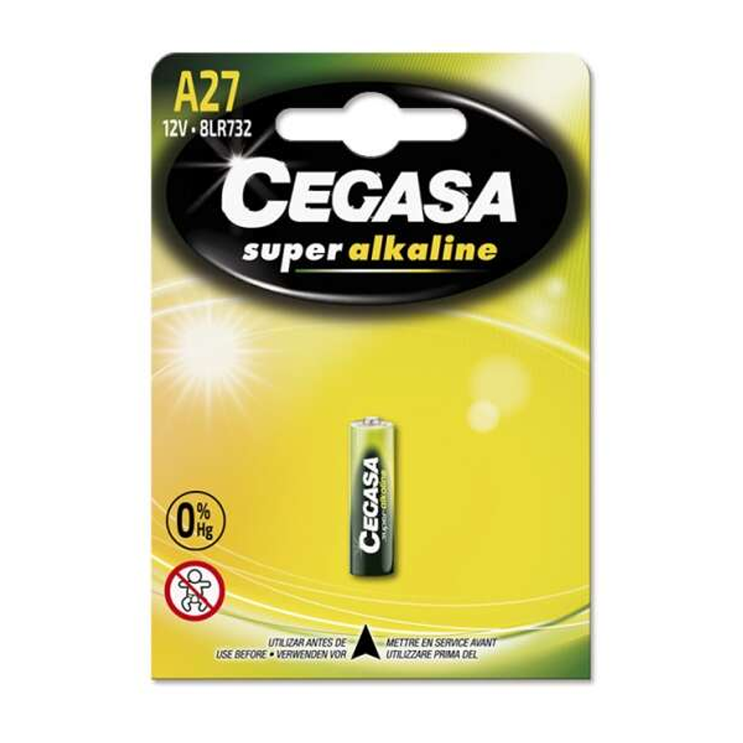 Cegasa A27 Pack de 1 Pila Alcalina A27 12V - Alta Tecnologia - Fiabilidad - Elevado Rendimiento - Maximas Prestaciones 1