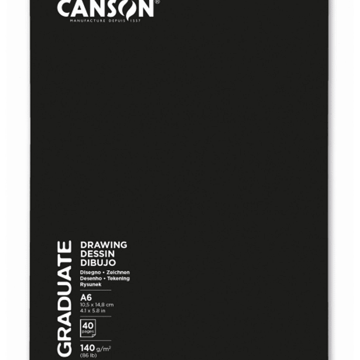 Canson Graduate Dibujo y Esbozo Cuaderno Grapado con 20 Hojas A6 - 140g - Grano Fino - Color Blanco 1