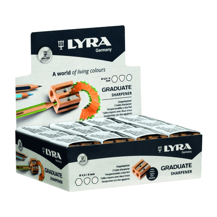 Lyra Graduate Sacapuntas Doble de Madera - Lapices hasta 8mm - Cuchilla de Alta Calidad 1