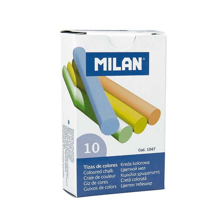 Milan Pack de 10 Tizas de Colores - Redondas - No Contienen Caseina - Colores Surtidos 1