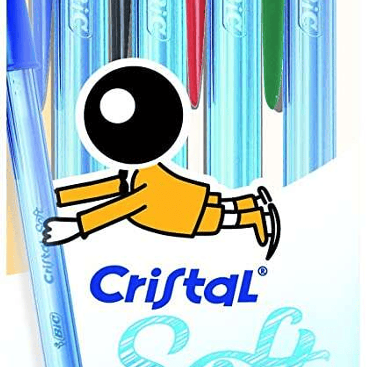 Bic Cristal Soft Pack de 4 Boligrafos de Bola - Punta Media de 1.2mm - Trazo 0.45mm - Escritura mas Fluida - Colores Surtidos 1