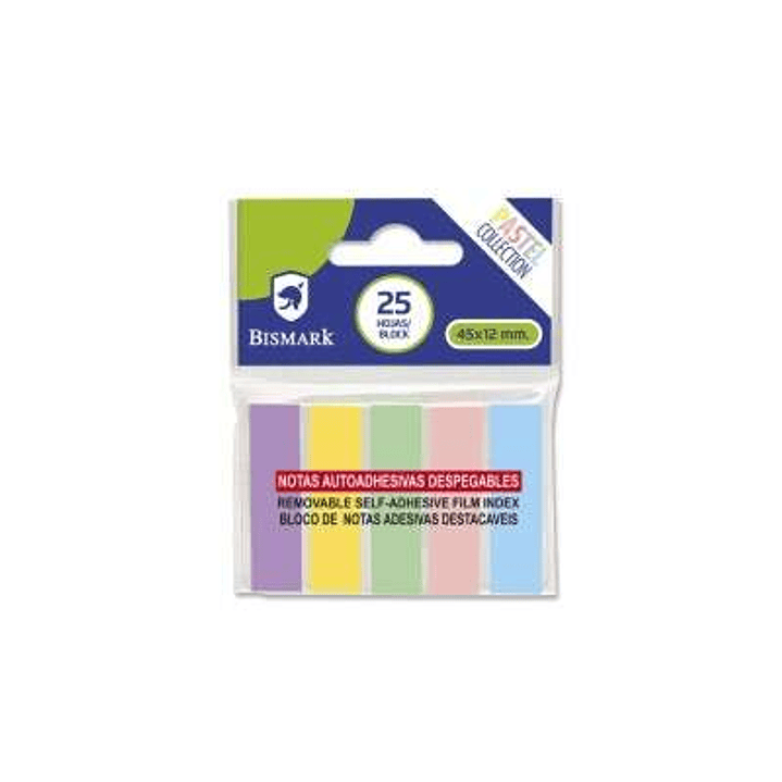 Bismark Pack de 125 Indices Adhesivos 45mm x 12mm - Colores Pastel Surtidos 1