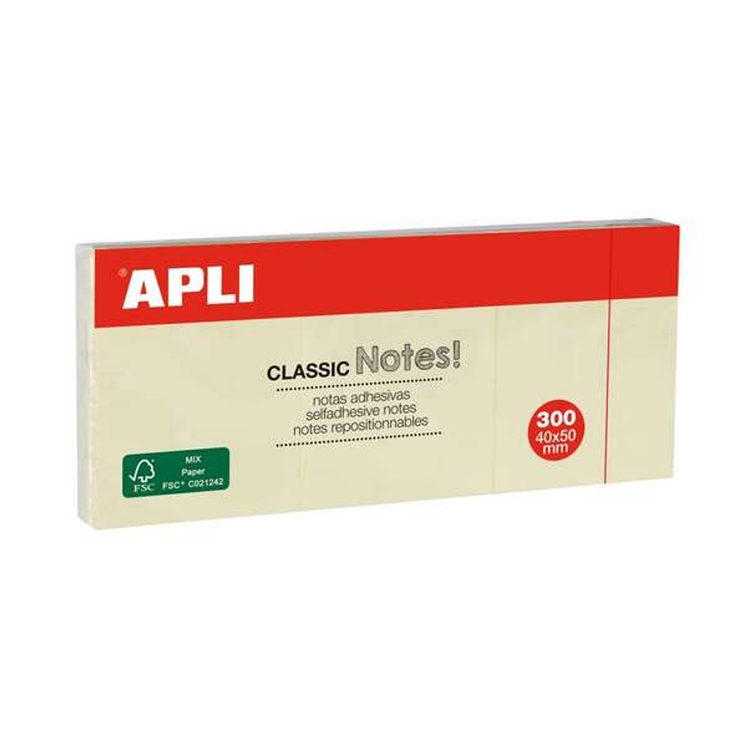 Apli Classic 3 Blocs de 100 Notas Adhesivas 40 x 50 mm - Color Amarillo 1