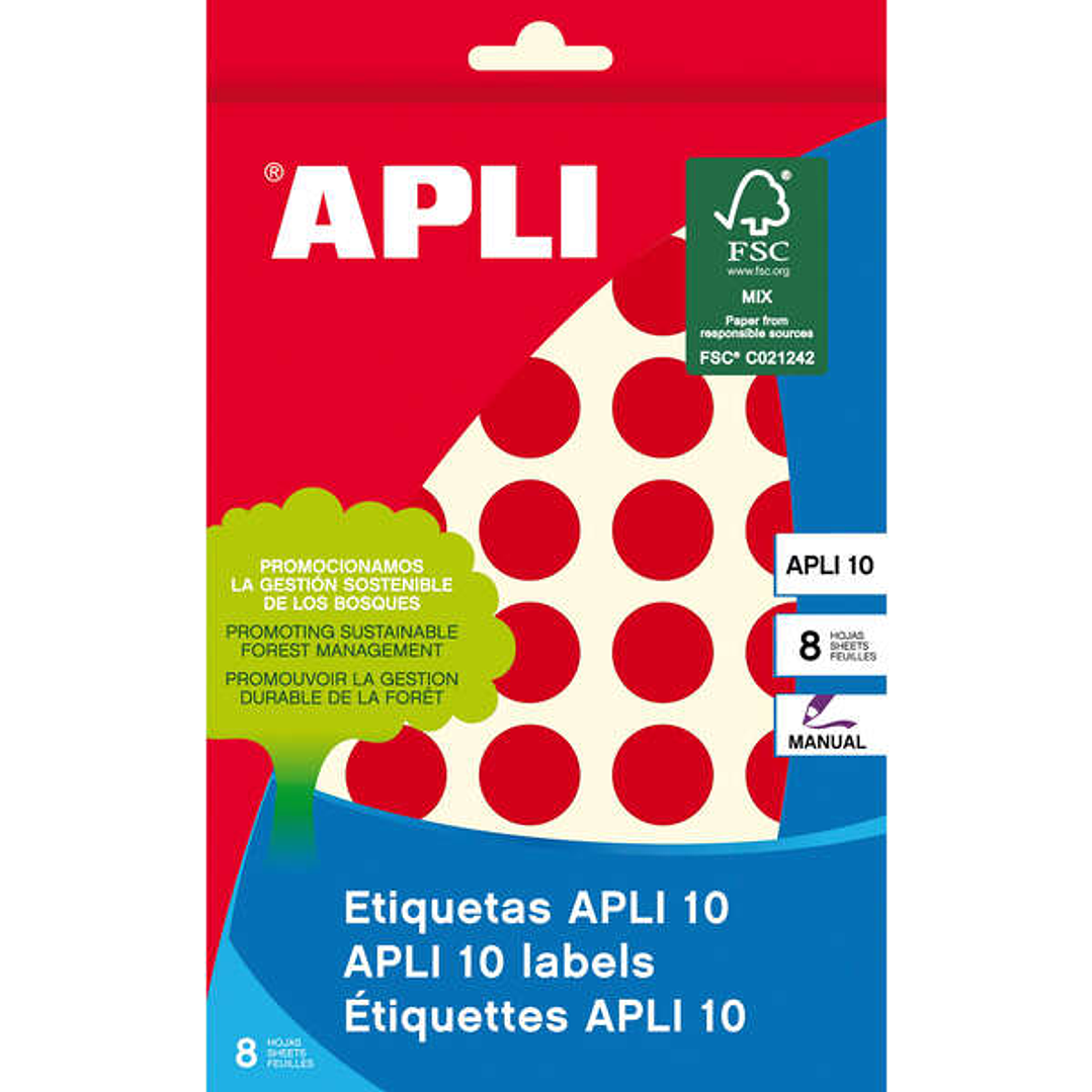 Apli Etiquetas 10 Rojas Ø 19mm 8 Hojas 1