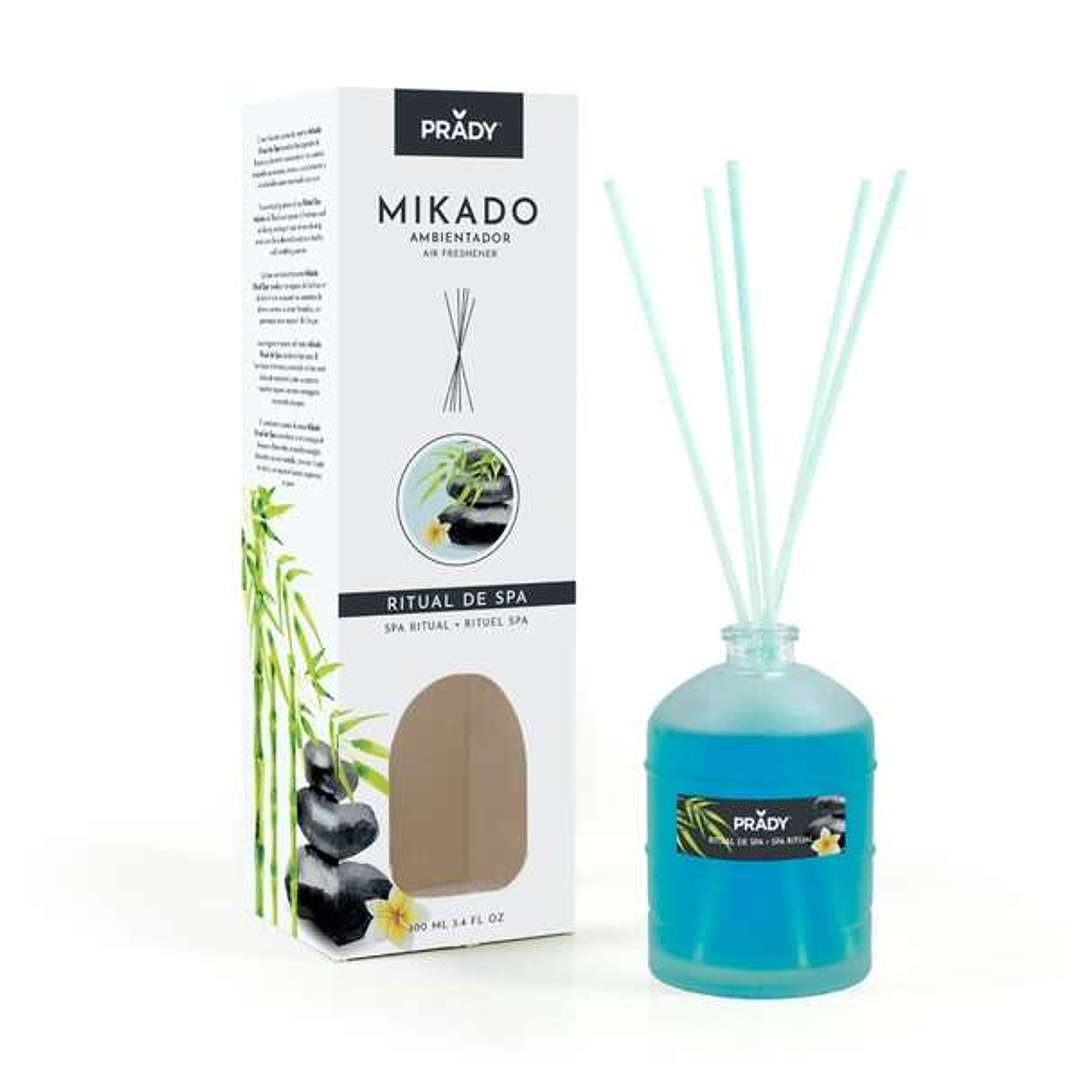 Prady Ambientador Mikado Ritual de SPA - Frasco de Cristal 100ml y Varitas Difusoras 1