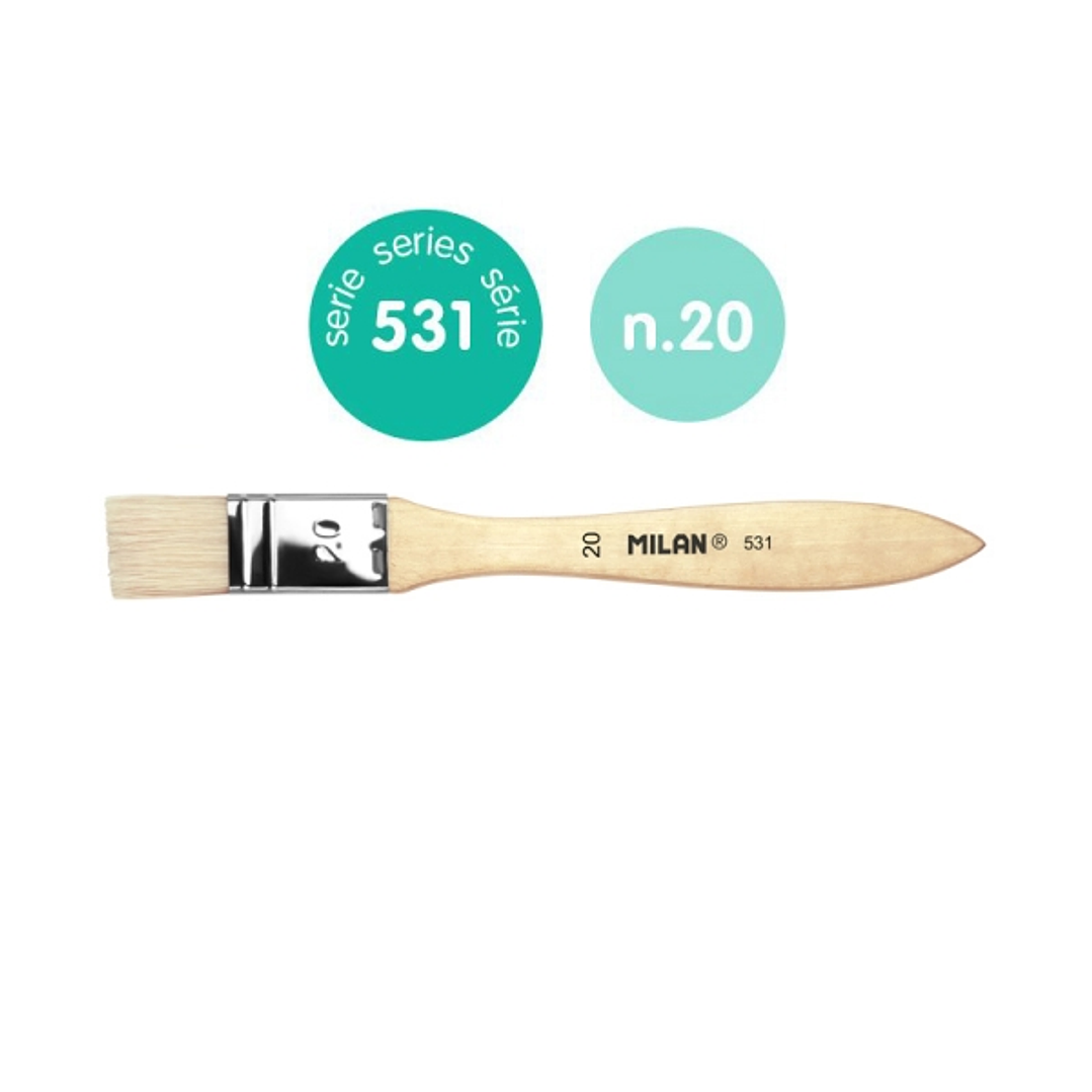 Milan 531 Paletina para Barnices y Oleo de 20mm - Cerda Natural - Mango Corto - Color Madera Claro 1