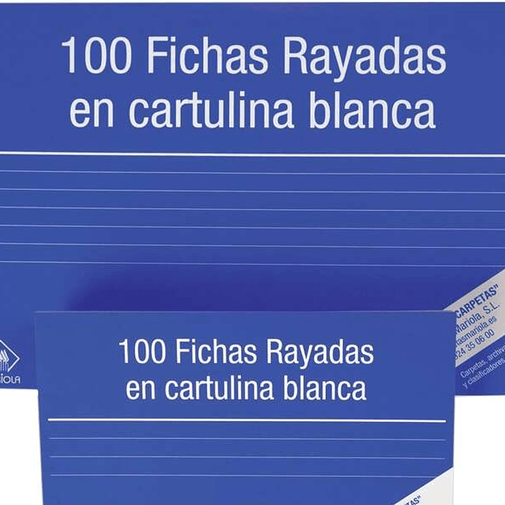 Mariola Pack de 100 Fichas Rayadas Nº2 para Fichero - Medidas 125x75mm - Color Blanco 1
