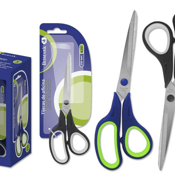 Bismark Tijeras de Oficina Acero Inoxidable 21cm - Empuñadura Ergonomica - Muy Ligeras y Resistentes - Colores Surtidos Aleatorios 1