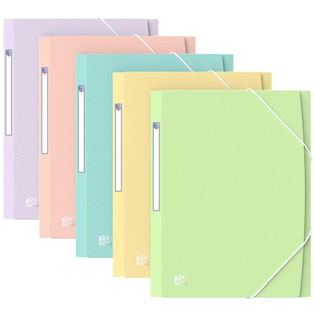 Oxford Urban A4+ Carpeta de Gomas con 3 Solapas A4+ - Lomo15mm Ampliable hasta 25mm - Colores Pastel Surtidos 1