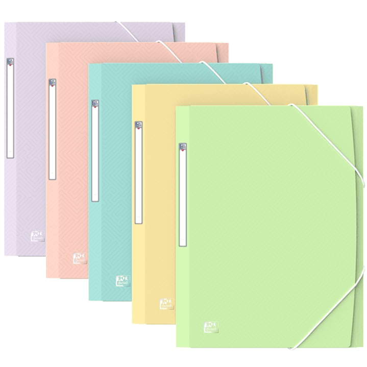 Oxford Urban A4+ Carpeta de Gomas con 3 Solapas A4+ - Lomo15mm Ampliable hasta 25mm - Colores Pastel Surtidos 1