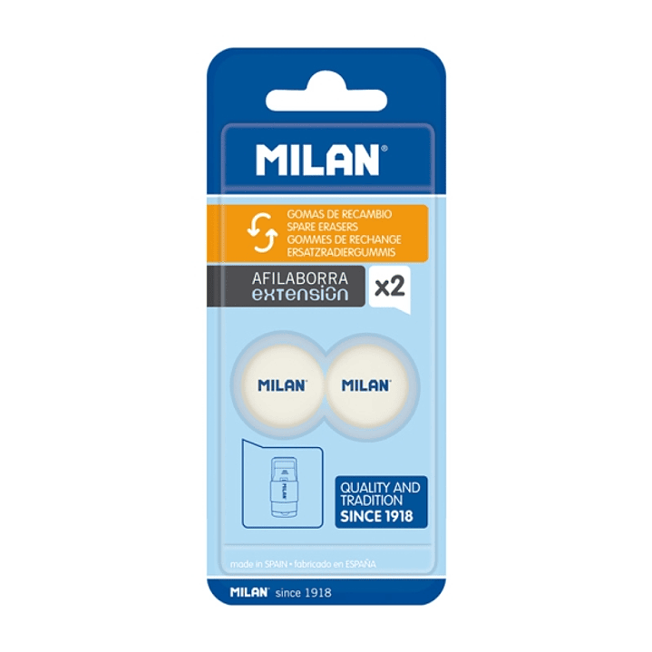 Milan Pack de 2 Gomas de Recambio Afilaborra Extension - Color Blanco 1