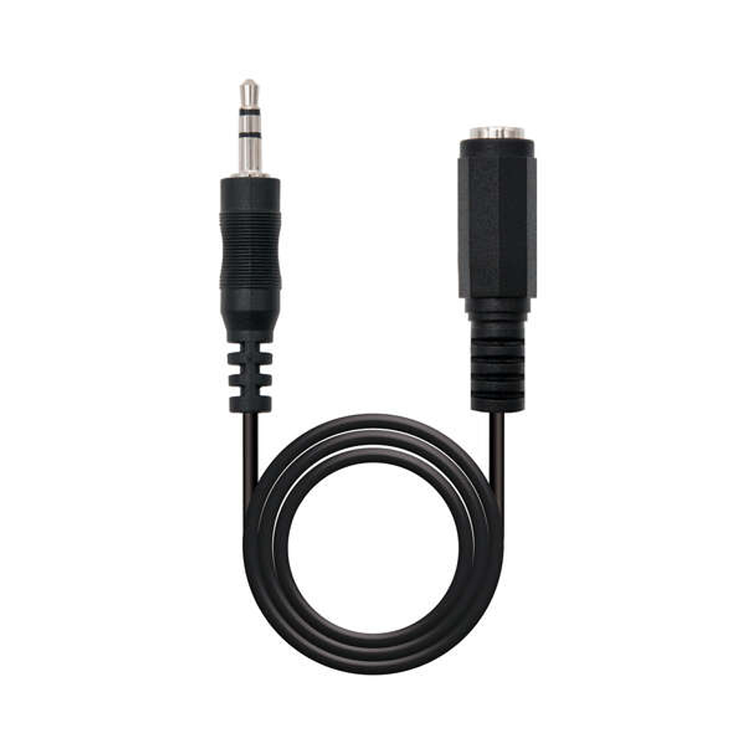 Nanocable Cable Audio Estereo Jack 3.5mm Macho a Jack 3.5mm Hembra 3m - Color Negro 1