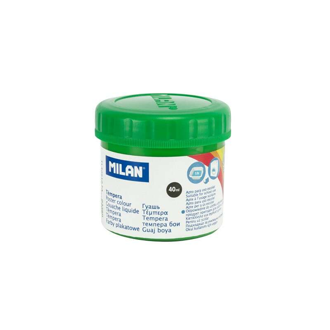 Milan Bote de Tempera 40ml - Secado Rapido - Mezclable - Color Verde Claro 1