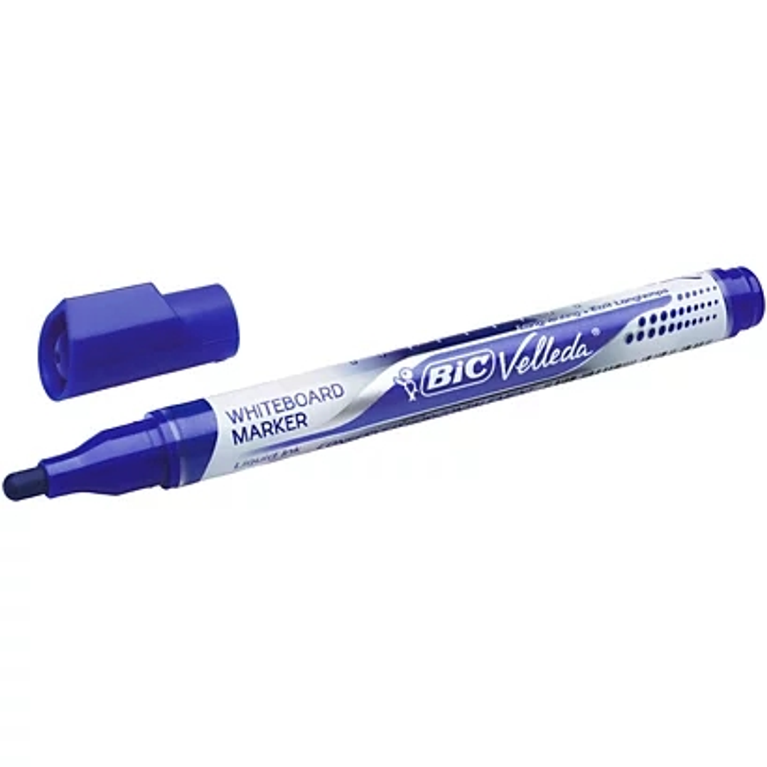 Bic Velleda Liquid Ink Marcador para Pizarra - Punta Media - Trazo 2.3mm - Tinta Liquida con Base de Alcohol - Color Azul 1