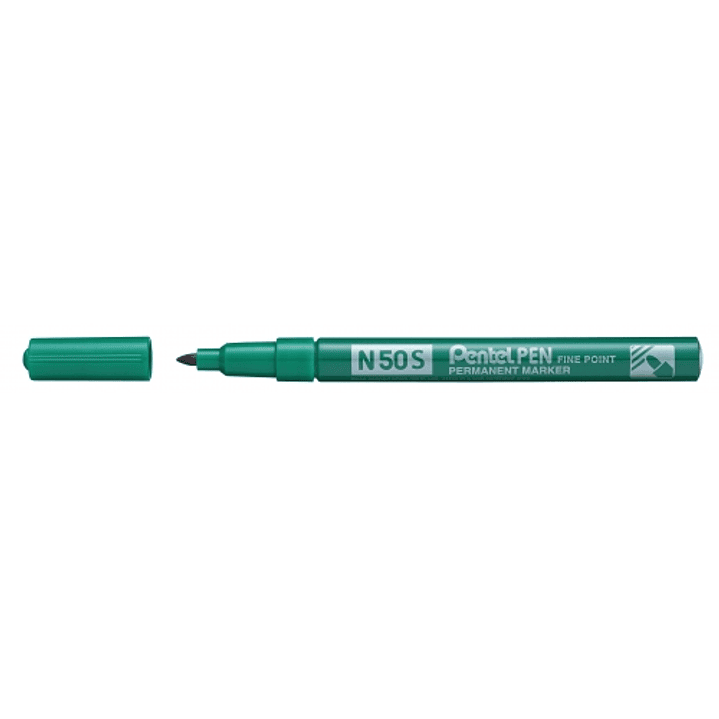 Pentel Pen N50S Rotulador Permanente - Punta Fina 3.18mm - Resistente a Agua y Luz - Color Verde 1