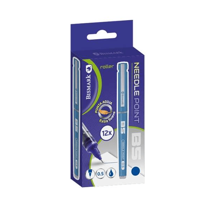 Bismark Boligrafo Tinta Liquida Punta Aguja - Escritura Suave - Alta Precision - Color Azul 1